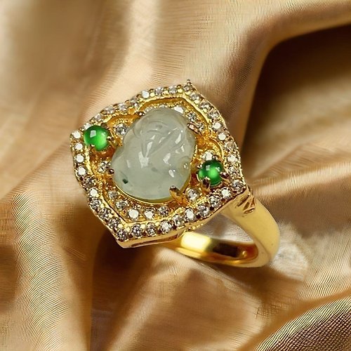 瓔珞珠寶盒 E.L.Jewelry Box 冰種翡翠貔貅925純銀鑲嵌戒指 | 天然玉翡翠A貨