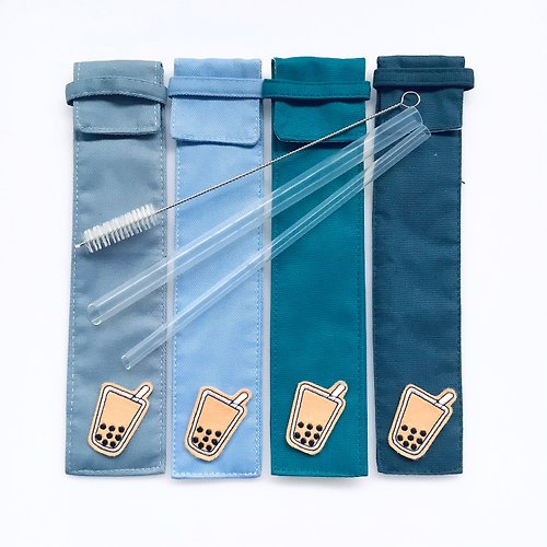美吉 【美吉吸管 x 21.5cm】藍色系收納袋+雙尺寸三件組