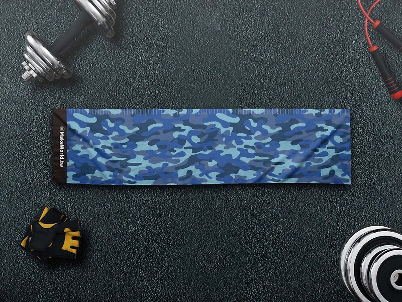 Make World Map Manufacturing Small Ruler Sports Towel (Camouflage Blue) - ผ้าขนหนู - เส้นใยสังเคราะห์ 