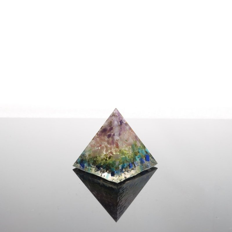 Under the Sakura Tree - Orgonite Pyramid - Items for Display - Crystal Multicolor