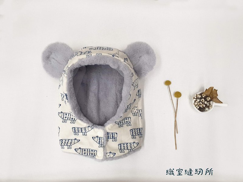 もこもこクマ帽子 手漉き紙タイプ 4サイズ 幼児から大人までかぶれる一枚紙タイプ - 編み物/刺繍/羊毛フェルト/裁縫 - 紙 カーキ