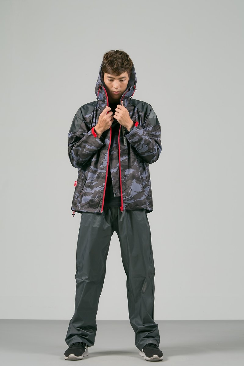 Saike Two-Piece Raincoat - Gray Camouflage - ร่ม - วัสดุกันนำ้ หลากหลายสี