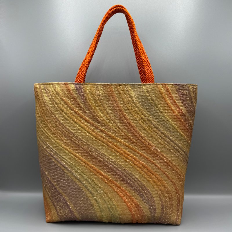 着物 帯 帯締め ハンドメイド トートバッグ リメイク ピンク 金 - 手提包/手提袋 - 絲．絹 金色