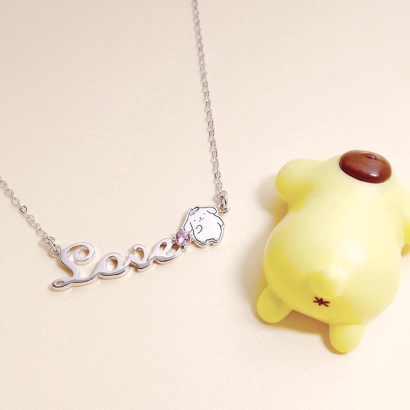 [Customized Gift] My Pompompurin Series - Pudding Dog Customized Letters Sterling Silver Necklace - Necklaces - Sterling Silver Silver