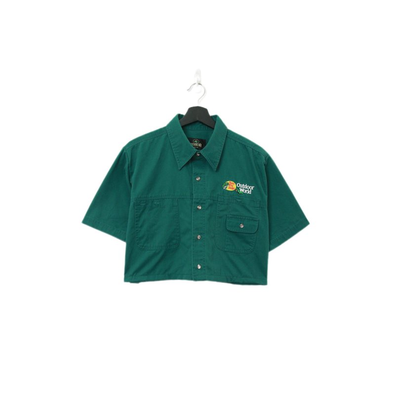 Back to Green-再製短板刺繡襯衫 美式圖標 wt-29//vintage shirt - 女襯衫 - 棉．麻 