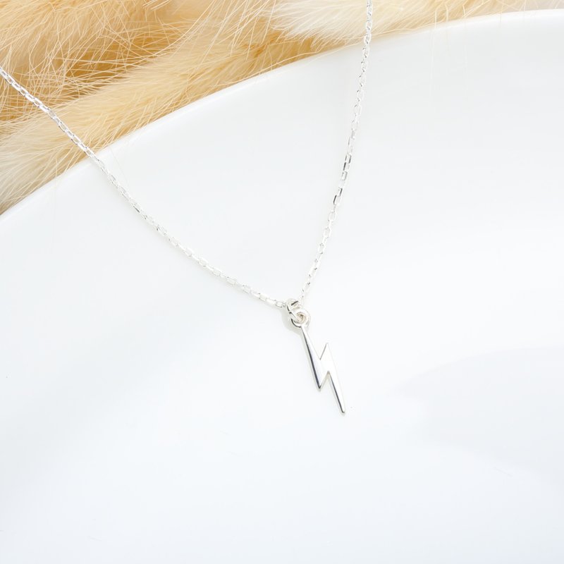 Lightning s925 sterling silver necklace Birthday Valentine's Day gift - สร้อยคอ - เงินแท้ สีเงิน