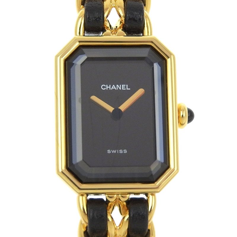 【日本直送】シャネル CHANEL プルミエールS 腕時計 H0001 金メッキ×レザー クオーツ アナログ表示 ブラック文字盤 レディース【中古】 - 女錶 - 其他金屬 黑色