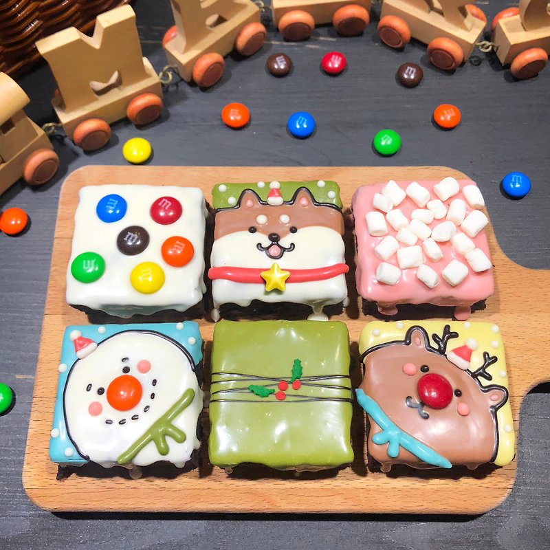 SNOW SHIBA FAMILY BROWNIE GIFT SET- 6IN 【CHRISTMAS LMIMITED】 - เค้กและของหวาน - อาหารสด สีแดง