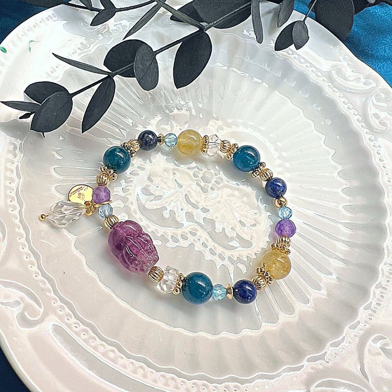 carina accessories 開運 水晶 手鍊 貔貅 客製化 生命靈數 飾品 - 手鍊/手環 - 水晶 紫色