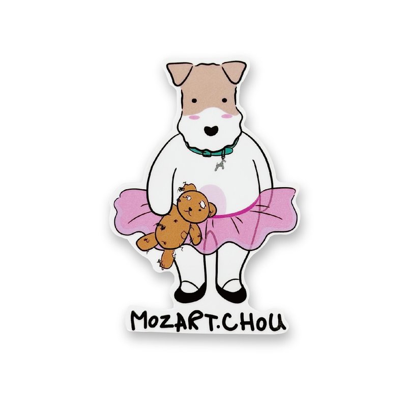 Wirefoxterrier 剛毛獵狐梗 防水貼紙 澎澎裙梗 - 貼紙 - 防水材質 白色