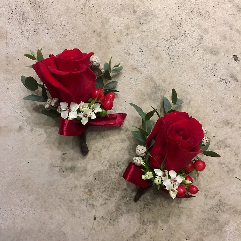 Flowers|boutonniere|Red Department|Bridal boutonniere|Customized boutonniere|Limited to Taipei - ตกแต่งต้นไม้ - พืช/ดอกไม้ สีแดง