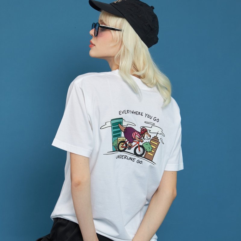 Otter Cycling Cotton T-shirt / M L / 2 colors - Unisex Hoodies & T-Shirts - Cotton & Hemp White