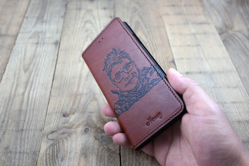 Api manual ~ extension image side magnetic mobile phone sets ~ brown ~ iphone 8 plus / XR / Xs Max - Phone Cases - Genuine Leather Brown