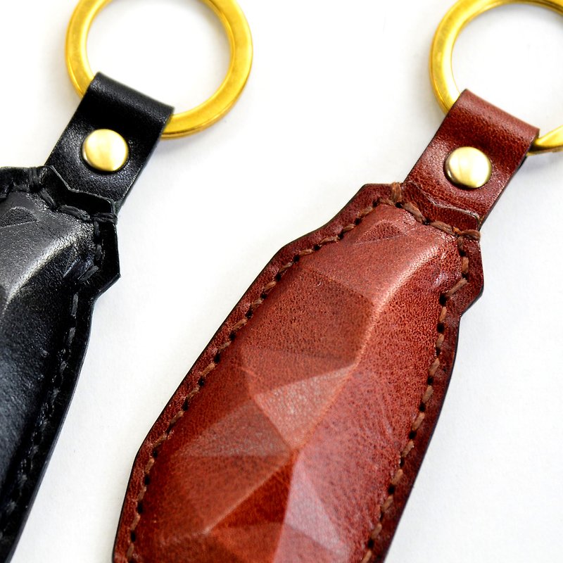 PIPILALA Leather Design Three-dimensional Leather Keyring-Guarding Taiwan (Coffee Brown) - Keychains - Genuine Leather Brown
