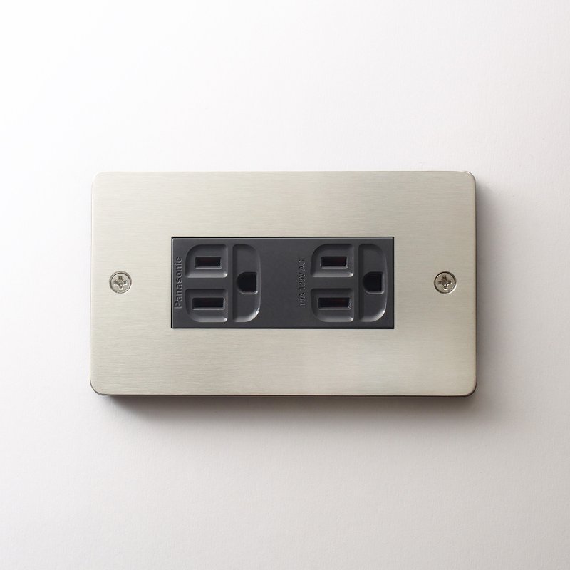 Standard switch panel hairline Silver with Panasonic international brand double socket set with grounding - Lighting - Stainless Steel 