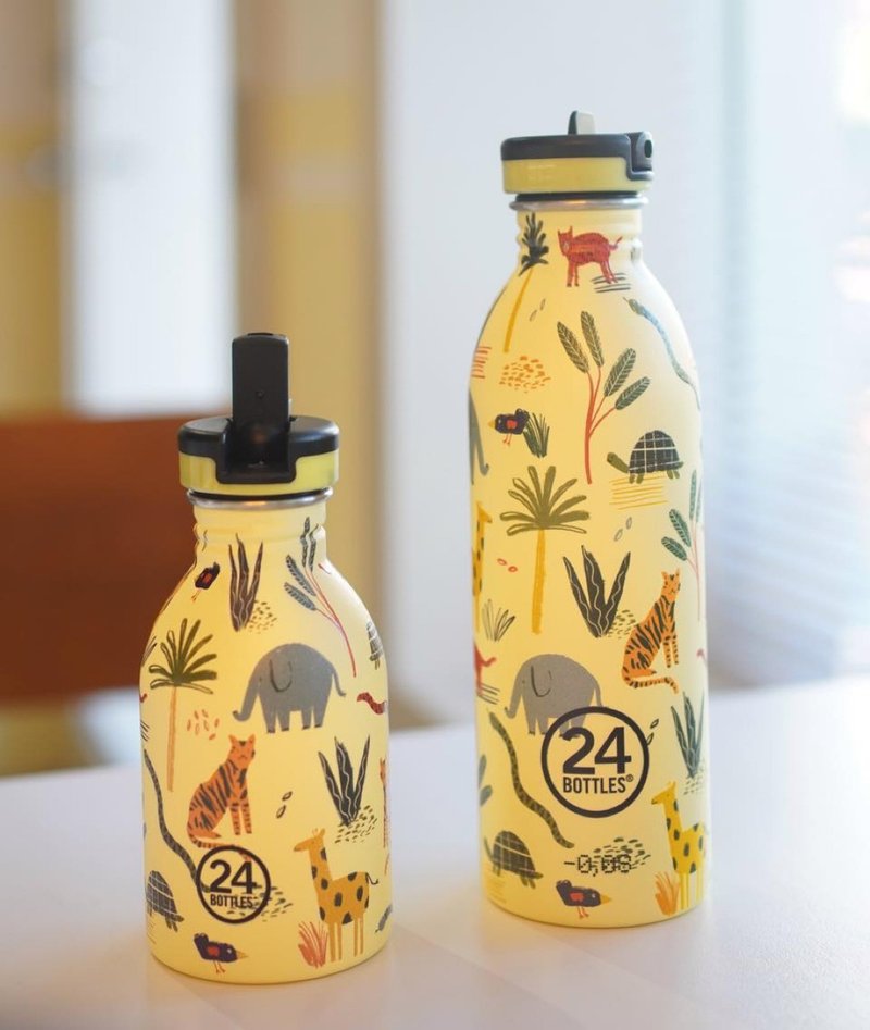 意大利24Bottles【URBAN超輕量羽毛系列】Jungle Friends -不鏽鋼 - 水壺/水瓶 - 不鏽鋼 黃色