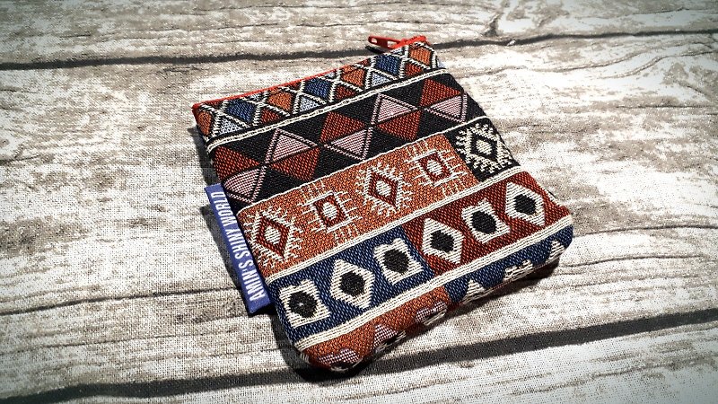 AMIN'S SHINY WORLD Hand made national wind woven pattern change small package B - Coin Purses - Cotton & Hemp Multicolor