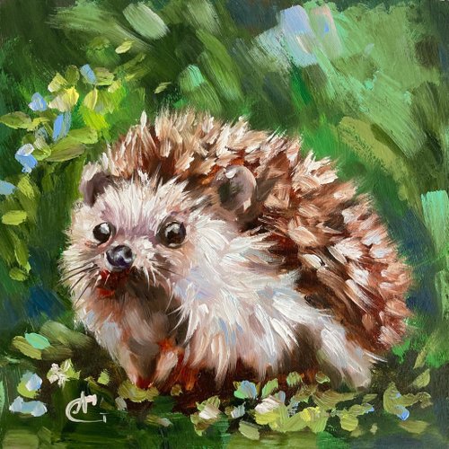 ハリネズミ　油彩画　原画 615xGi--KdL._UF350,350_QL50_.jpg