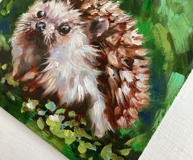 ハリネズミの絵 アニマルオイル オリジナルアートワーク