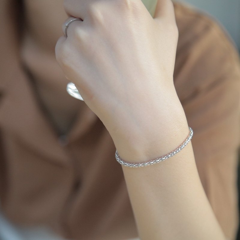Shining silver beads sterling silver bracelet | simple sterling silver | texture. All-match. personality. Urban style - สร้อยข้อมือ - เงินแท้ 