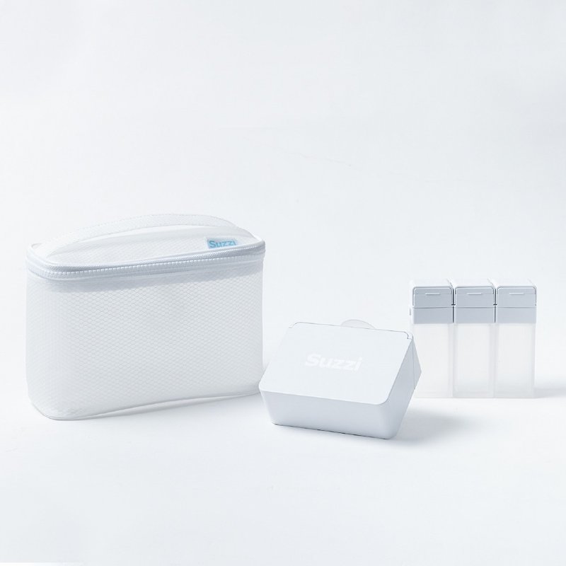 Suzzi Travel Toiletry Bag 2.0 Lightweight Edition Three-Piece Set-Greek White Combination - กล่องเก็บของ - พลาสติก ขาว