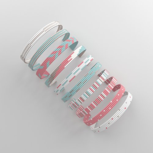 BIJU Loom bracelet pattern, miyuki pattern, parallel stitch pattern,69 串珠手链的图案图案
