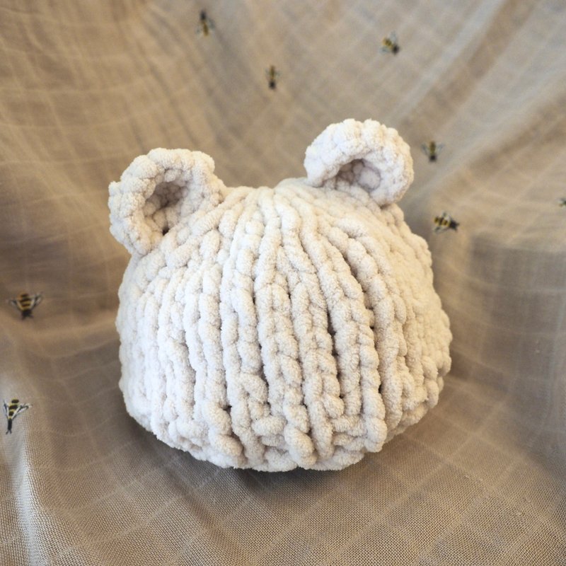 ::elle:: Baby Bear Hat | Handmade Baby Hat | - หมวกเด็ก - วัสดุอื่นๆ ขาว