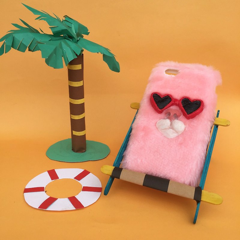 夏の猫の電話ケース - タブレット・PCケース - その他の素材 ピンク