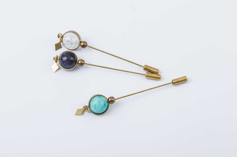 Tiny planet of circle pin - Brooches - Copper & Brass 