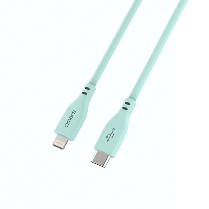 omars colorful fast transfer charging cable PD20W Type-C to Lightning-1M: lake green - Chargers & Cables - Silicone Green