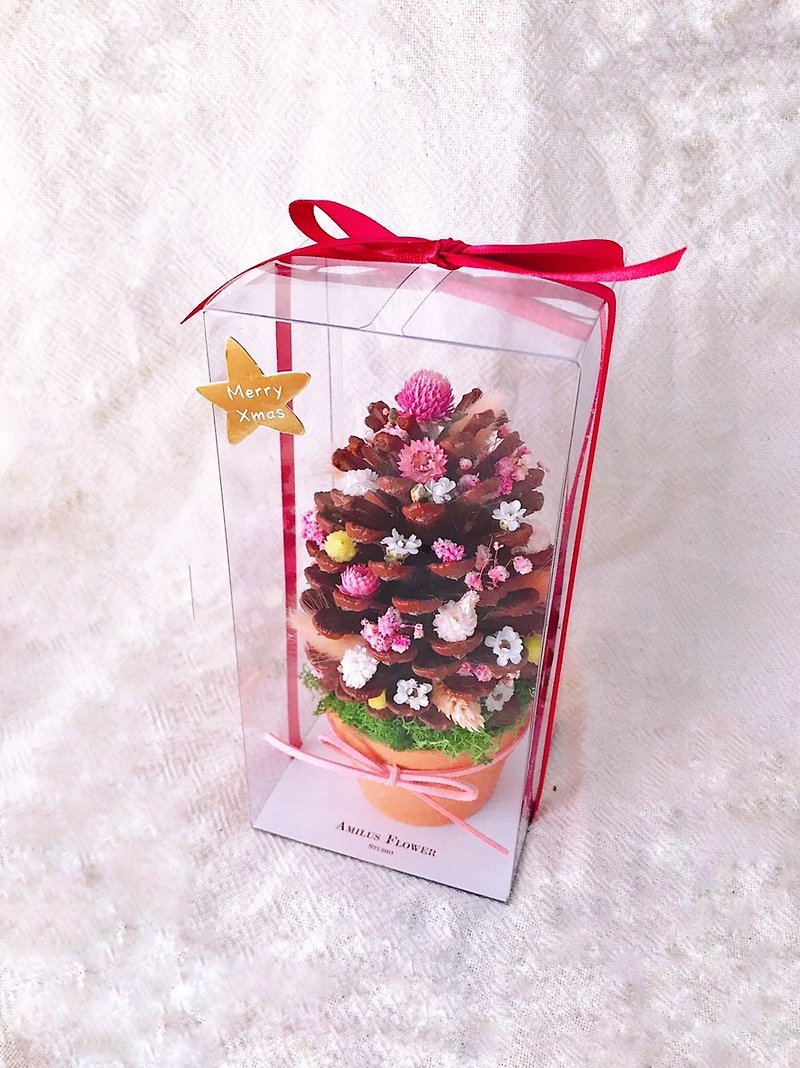 Fantasy Pink Pine Cone Christmas Tree Christmas Gift Dry Flower Exchange Gift - ตกแต่งต้นไม้ - พืช/ดอกไม้ สึชมพู