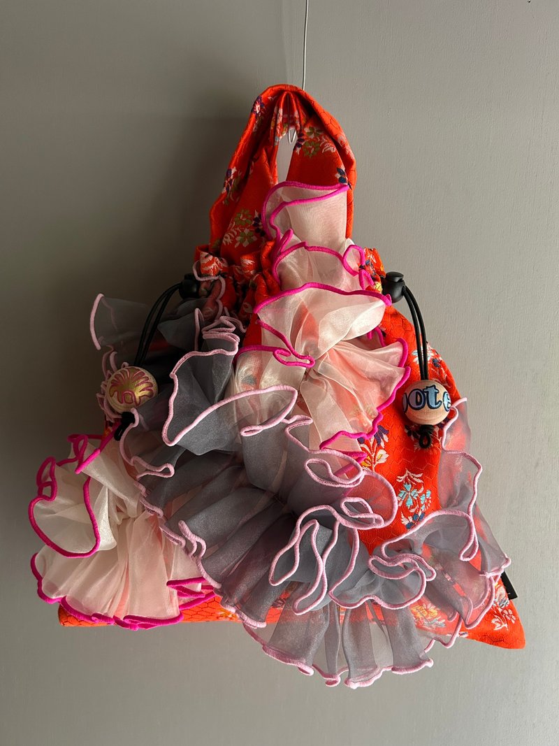 frill drawstring bag - 手提包/手提袋 - 聚酯纖維 紫色