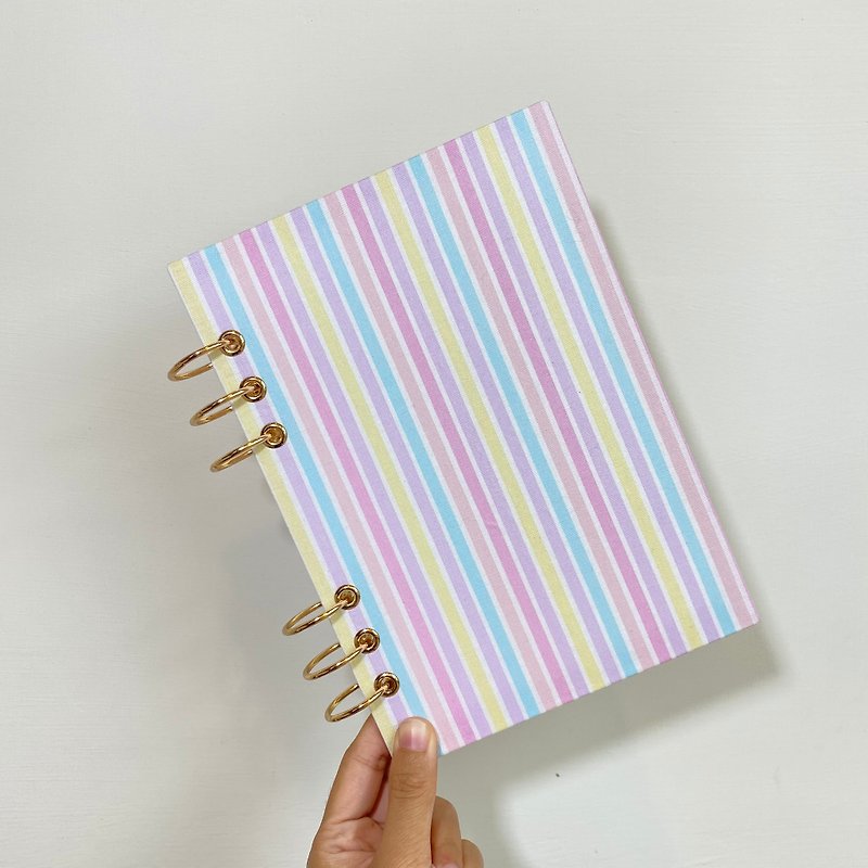 Pink Stripes-A5 / A6 6-hole loose-leaf cover, washable, non-aging calendar, handbook - Notebooks & Journals - Other Materials Pink