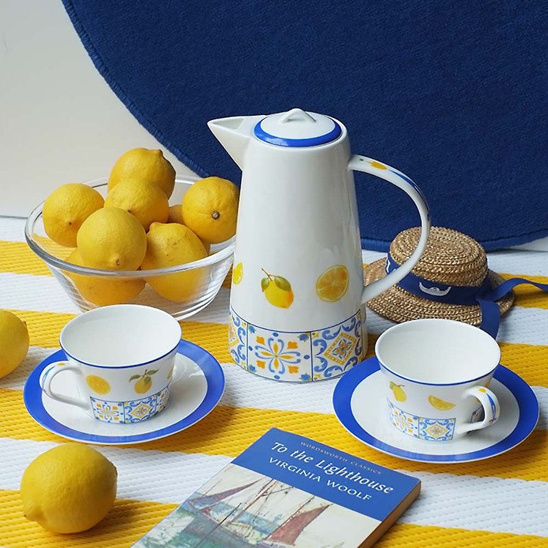 西西裡檸檬系列骨瓷下午茶套裝 - 茶壺/茶杯/茶具 - 瓷 