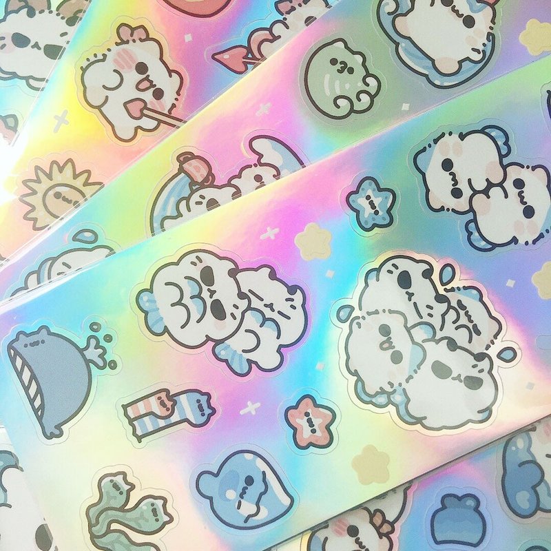 【12星座全系列】壞喵與毛喵 - 夢幻雷射貼紙 - 貼紙 - 紙 
