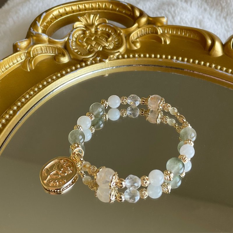 /Summer Scent/Positive Energy Inspiration Inspires Moonstone Snowflake Ghost Green Hair Crystal Blonde Crystal White Water - Bracelets - Crystal Multicolor