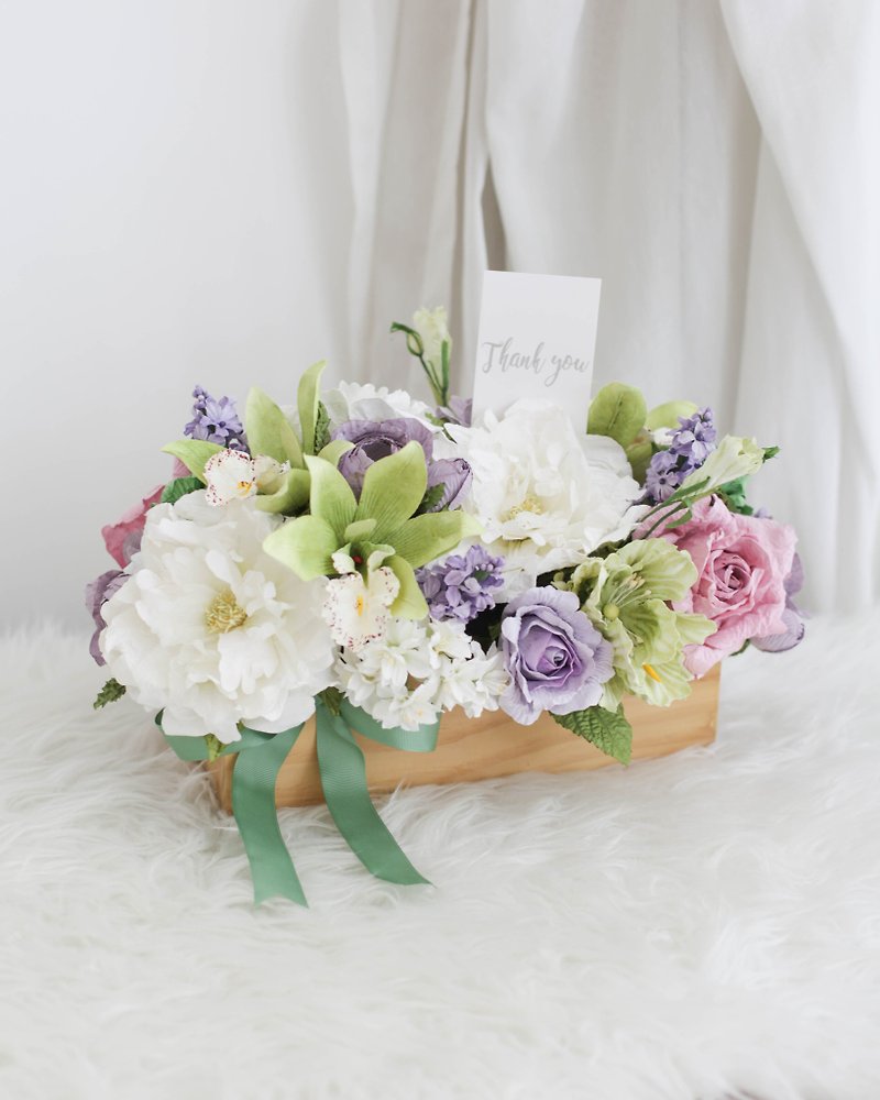 WILD PURPLE&GREEN Dining Table Flower Pot Handmade Paper Flowers - 擺飾/家飾品 - 紙 紫色