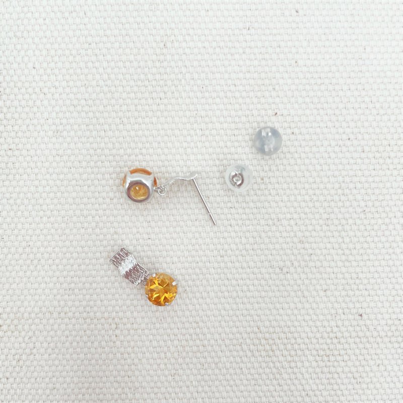 Afternoon Tea Series Citrine White 18K Gold Earrings Light Jewelry - ต่างหู - คริสตัล สีเหลือง