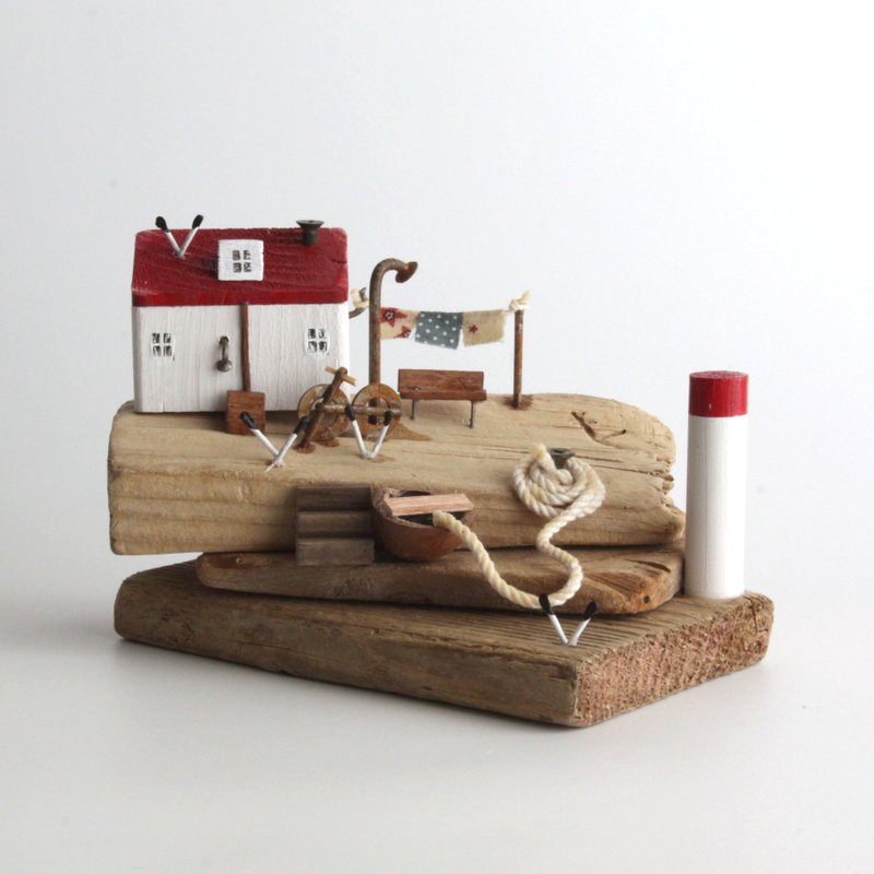 流木インテリア-潮騒とカモメ-W789 - 置物 - 木製 