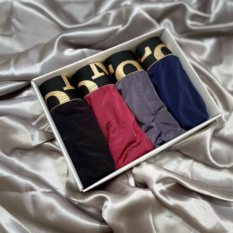 【Paloma】Ice silk cool flat pants-4 pieces gift box - Men's Underwear - Nylon Silver