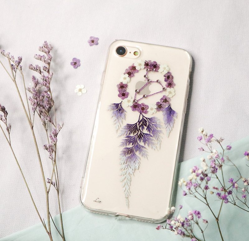 Leo Pressed Flower Dreamcatcher Phone Case | 12 Zodiac - Phone Cases - Paper Purple
