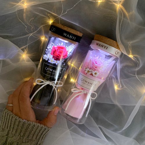 WANYI 玩藝花坊 玻璃罐玫瑰小花束 乾燥花 聖誕禮物 永生花 送禮 情人節 附包裝教