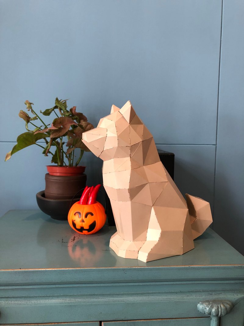 【Kubi Head Paper Model】Beige Shiba Inu| - Wood, Bamboo & Paper - Paper Khaki