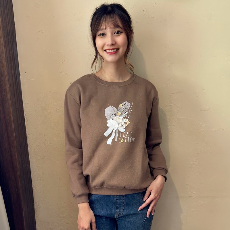 Hana Mokuba crew neck elegant printed long sleeve cuffed top - Women's Tops - Other Materials 