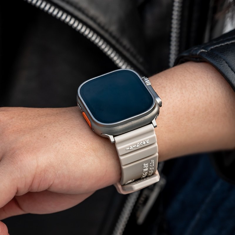 Apple Watch 42/44/45/49mm Shokku 街頭款矽膠錶帶-米 - 錶帶 - 塑膠 卡其色