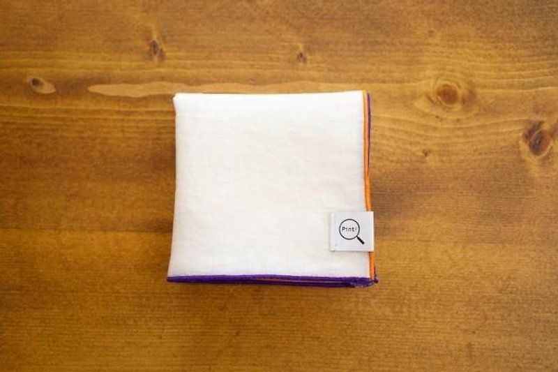 [Stock as long as SALE 2500 → 1000 yen] Organic linen handkerchief (Orange × Purple) - อื่นๆ - ผ้าฝ้าย/ผ้าลินิน ขาว
