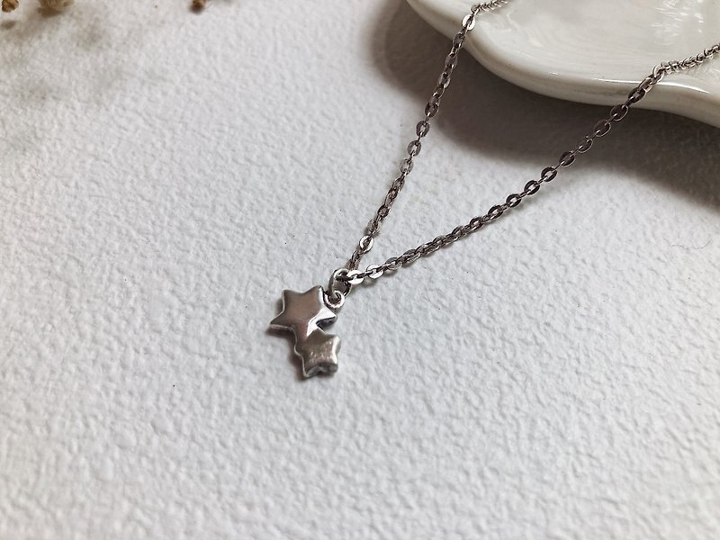|| Double Star || Sterling Silver Necklace - Necklaces - Sterling Silver Silver