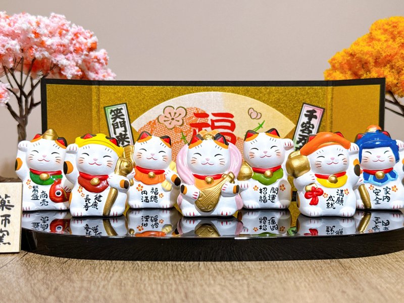 【七福招財】日本錦彩七福神招財貓 套裝 - 擺飾/家飾品 - 瓷 白色