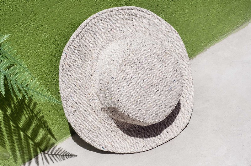 Hand-knitted cotton hat fisherman hat visor quilt hat hand-knit gentleman hat - star spot hand-woven cloth - Hats & Caps - Cotton & Hemp Multicolor