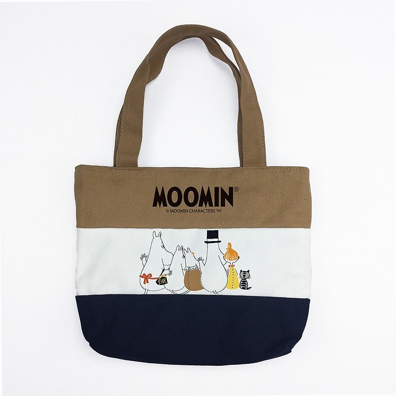 Moomin 噜噜米 authorized - two-color small tote bag (coffee white black), AE04 - Messenger Bags & Sling Bags - Cotton & Hemp Multicolor
